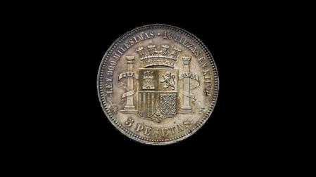 Reverso de la moneda de 5 pesetas de 1869
