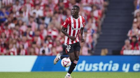 Adama Boiro of Athletic Club in action during the LaLiga EA Sports match between Athletic Club and Valencia CF at San Mames on August 28, 2024, in Bilbao, Spain.

AFP7 

28/08/2024 ONLY FOR USE IN SPAIN