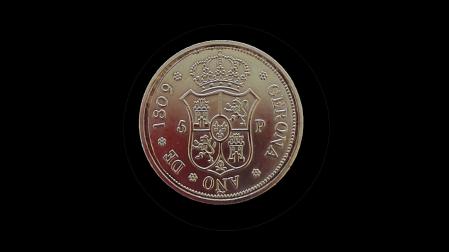 Reverso de una réplica de la moneda de 5 pesetas cuyo original alcanza los 27.000 euros en subasta