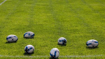 Varios balones de rugby