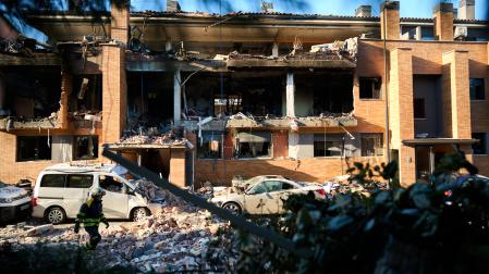 Estado del edificio en Noáin tras la explosión del lunes
