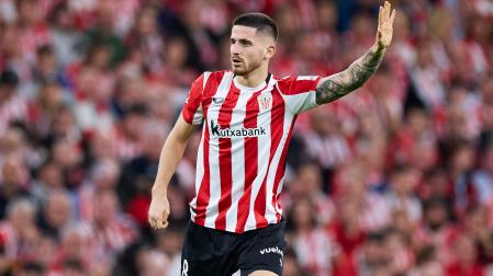 El navarro Oihan Sancet, autor del segundo tanto del Athletic Club que sirvió para lograr un punto en casa del Betis /