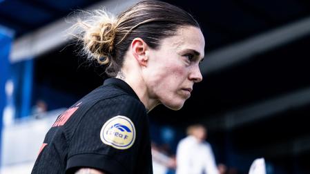 La jugadora del Barça Femení Mapi León en el partido de la Liga F contra el RCD Espanyol