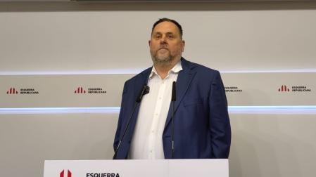 El líder de ERC, Oriol Junqueras, en rueda de prensa