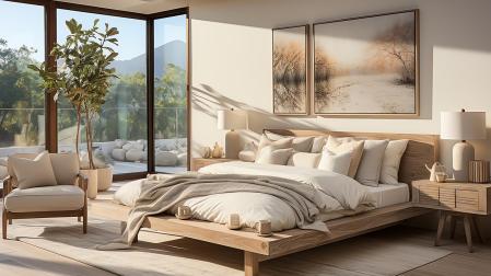 Dormitorio con acceso a terraza y jardín