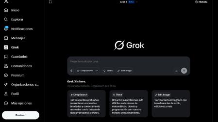 Captura del asistente de X, Grok, en su versión beta