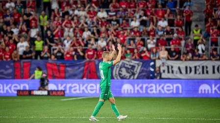 Momento en el que El Sadar ovacionó a Darko Brasanac en el partido de la primera vuelta cuando fue rival con el Leganés