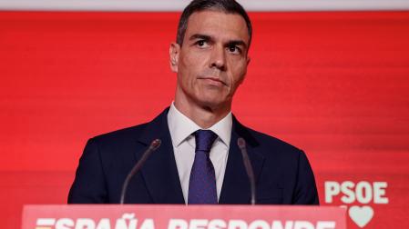 Pedro Sánchez, en su comparecencia este jueves en Ferraz