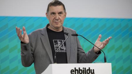 Arnaldo Otegi, durante su comparecencia de este jueves