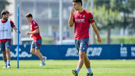 Asier Osambela, durante el entrenamiento del lunes