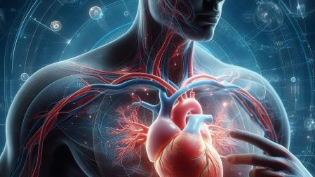 Ilustración del corazón en un cuerpo humano