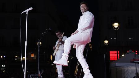 Pablo Alborán, en su actuación este martes en la Puerta del Sol