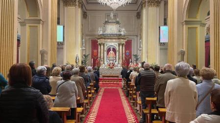 Un momento de la eucaristía en la capilla de San Fermín este 25 de septiembre.