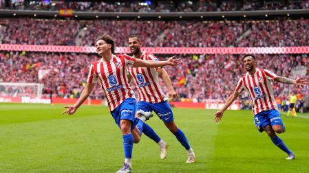 Julián Álvarez celebra su segundo tanto frente al Real Madrid