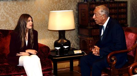 La infanta Sofía, durante el encuentro con el presidente de Portugal, Marcelo Rebelo de Sousa
