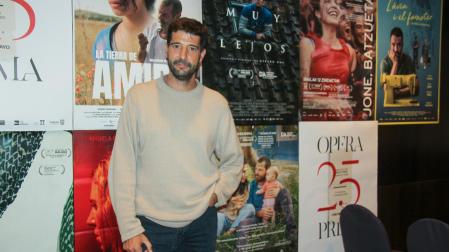 Gerard Oms, fotografiado el 25 de octubre en Tudela antes de la presentación de Muy lejos