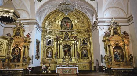 Conjunto de retablos de Azpilcueta, por Silvestre de Soria, c. 1760, con esculturas de Luis Salvador Carmona