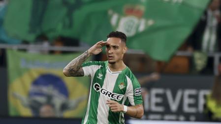 Antony celebra su segundo gol ante el Mallorca