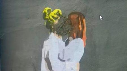 La obra vandalizada, en una imagen compartida por LKN en sus redes sociales