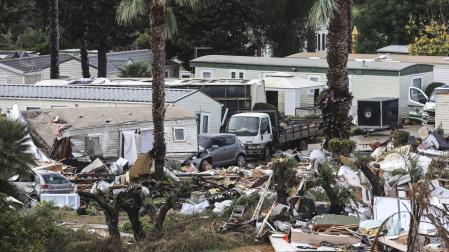 Daños causados por un pequeño tornado en el camping de la zona de Albufeira