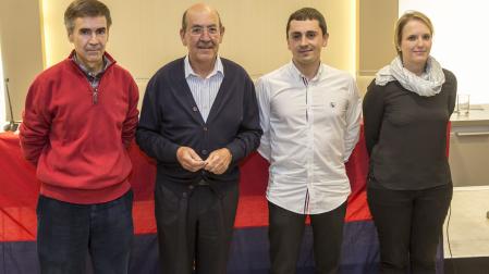 La primera comisión de control de Osasuna, de izquierda a derecha: Juan María Erice Oronoz, Joaquín Canalejo Larrainzar, Gorka Azpiroz Razkin y Natividad Díaz Lasa.