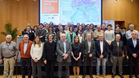 El consejero de Desarrollo Rural y Medio Ambiente, José María Aierdi, presenta el nuevo sistema de alerta temprana ante el riesgo de inundaciones