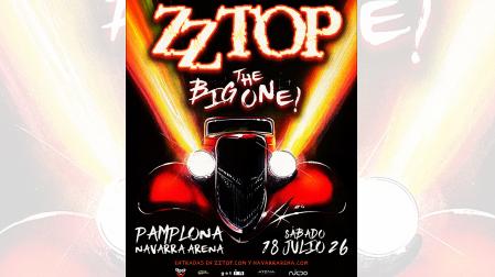 Cartel con la actuación en Pamplona de ZZ Top dentro de su girsa 'The big one' /