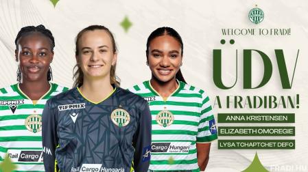 Lysa Tchaptchet, a la izquierda, en el anuncio oficial de su fichaje por el Ferencvaros