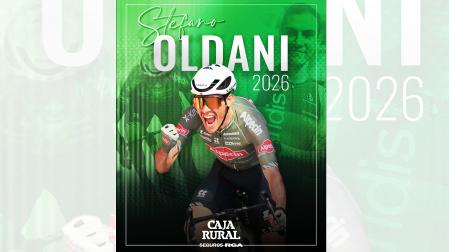 Imagen publicada en redes por el equipo Caja Rural-Seguros RGA tras el anuncio del fichaje de Stefano Oldani /