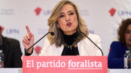Cristina Ibarrola durante su discurso en el Comité Político de UPN celebrado este viernes, 21 de noviembre /