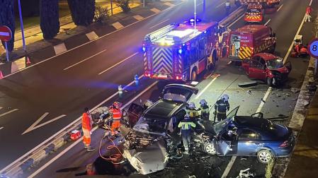 Imagen del accidente por colisión múltiple en la A-12 en Zizur Mayor