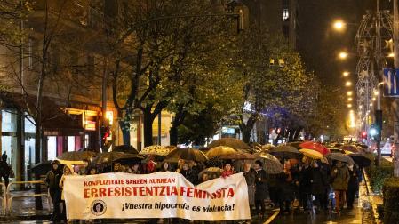 Manifestación por el 25-N en Pamplona convocada por el movimiento feminista.