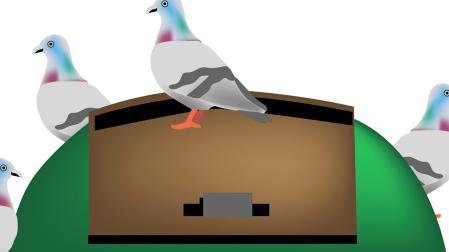 Dibujo de palomas sobre un contenedor