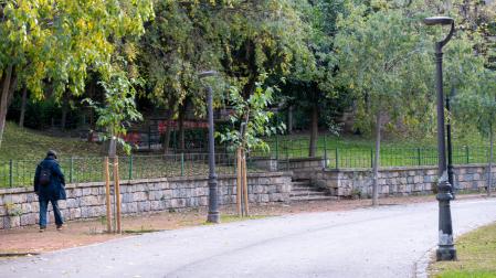 Vista del Parque de la Concordia, situado en pleno centro de Jaén, donde aparecieron los cuerpos sin vida de dos chicas adolescentes