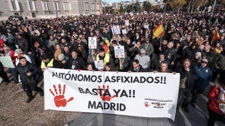 Cabecera de la manifestación de autónomos de Madrid