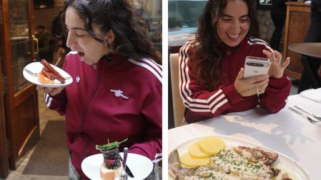 Un influencer del Arsenal probando varios platos de comida en San Sebastián