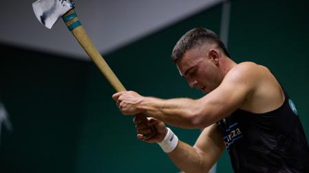 Iker Vicente, en acción durante el campeonato navarro.