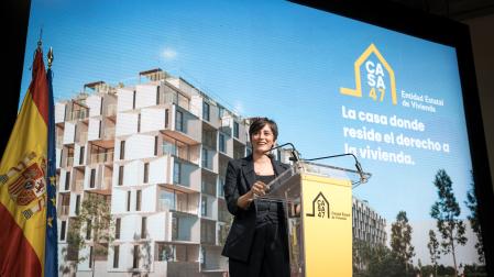 La ministra de Vivienda y Agenda Urbana, Isabel Rodríguez, interviene durante la presentación de la Entidad Estatal de Vivienda, Casa 47