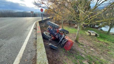 Lugar en el que el tracto volcó a la entrada de Cáseda cuando circulaba por la NA-534
