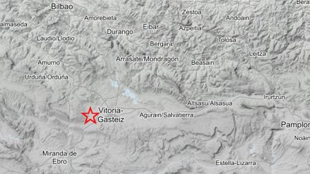 El epicentro del seísmo ha tenido lugar a 21 kilómetros de Vitoria