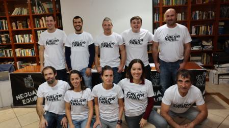 Organizadores y voluntarios presentes este miércoles 10 de diciembre en la presentación de la renovada Galar Trail en Esquíroz
