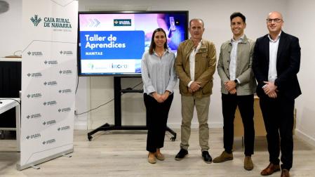 María García (Acción Social Caja Rural), Manuel Sanz (Fundación Ilundain), Adrián Miranda (Fundación INCCO) y Javier Martínez (Acción Social Caja Rural)