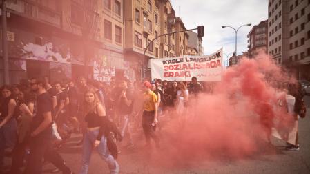 Manifestación en Pamplona por una huelga estudiantil que convocó Ikasle Abertzaleak en 2023. El sindicato ha pasado a denominarse Ikasle Antolakunde Sozialista