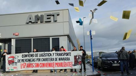 Una protesta anterior de los trabajadores de Mercancías y logística frente a la sede de ANET