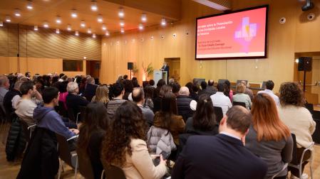 El consejero de Cohesión Territorial, Óscar Chivite, abrió la Jornada sobre la Financiación de las Entidades Locales de Navarra.. IÑIGO ALZUGARAY / GOBIERNO DE NAVARRA