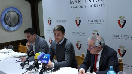 Braulio, Lisci y Sabalza, en su comparecencia ante los medios