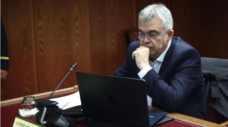 El ex secretario de Organización del PSOE Santos Cerdán comparece ante la Comisión de Investigación del ‘caso Koldo’, en el Senado