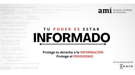 La Asociación de Medios de Información (AMI) ha puesto en marcha la campaña “Tu PODER es estar INFORMADO. Protege tu derecho a la información. Protege el periodismo”, una iniciativa de concienciación ciudadana que subraya la importancia de la información veraz y del periodismo profesional como pilares esenciales de la democracia y de la libertad individual y colectiva.