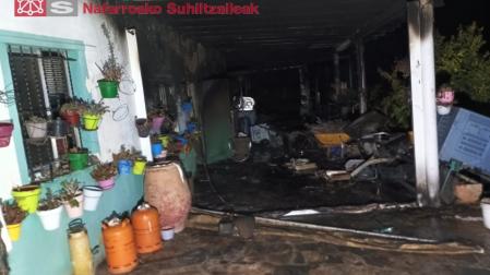Un trasladado por quemaduras en un incendio de una caseta de huerta en Tudela