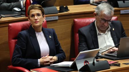La presidenta María Chivite, este jueves en el Parlamento de Navarra